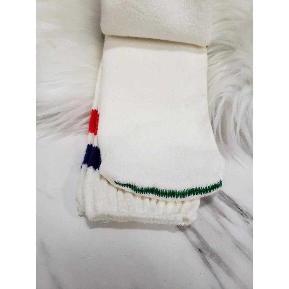 NEW DEADSTOCK 1980s red blue white TUBE SOCKS burlington‎ equipe mens 6-14